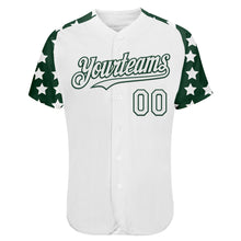 Charger l'image dans la galerie, Custom White Green Star Raglan Sleeves Authentic Baseball Jersey
