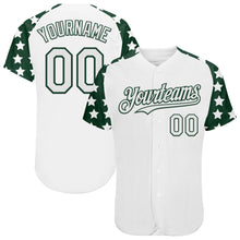 Charger l'image dans la galerie, Custom White Green Star Raglan Sleeves Authentic Baseball Jersey

