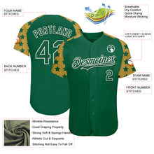 Загрузить изображение в средство просмотра галереи, Custom Green White-Old Gold Star Raglan Sleeves Authentic Baseball Jersey
