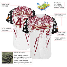 Charger l'image dans la galerie, Custom White Crimson Cream-Black Splatter Brush Stroke Star Raglan Sleeves Authentic Baseball Jersey
