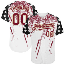 Charger l'image dans la galerie, Custom White Crimson Cream-Black Splatter Brush Stroke Star Raglan Sleeves Authentic Baseball Jersey
