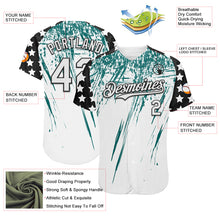 Загрузить изображение в средство просмотра галереи, Custom White Black-Teal Splatter Brush Stroke Star Raglan Sleeves Authentic Baseball Jersey
