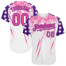 Charger l'image dans la galerie, Custom White Pink-Purple Splatter Brush Stroke Star Raglan Sleeves Authentic Baseball Jersey
