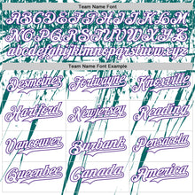 Загрузить изображение в средство просмотра галереи, Custom White Purple-Teal Splatter Brush Stroke Star Raglan Sleeves Authentic Baseball Jersey
