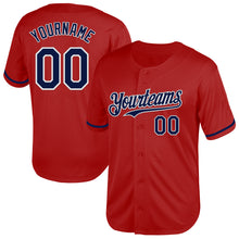 Load image into Gallery viewer, Custom Red Navy-White Mesh Authentic Throwback Baseball Jersey
