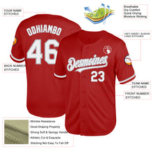 Load image into Gallery viewer, Custom Red White-Gray Mesh Authentic Throwback Baseball Jersey
