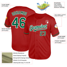 Load image into Gallery viewer, Custom Red Kelly Green-White Mesh Authentic Throwback Baseball Jersey
