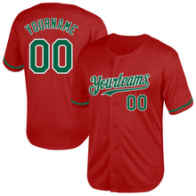 Load image into Gallery viewer, Custom Red Kelly Green-White Mesh Authentic Throwback Baseball Jersey
