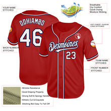 Load image into Gallery viewer, Custom Red White-Navy Mesh Authentic Throwback Baseball Jersey
