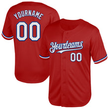 Load image into Gallery viewer, Custom Red White-Royal Mesh Authentic Throwback Baseball Jersey
