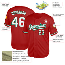Load image into Gallery viewer, Custom Red White-Kelly Green Mesh Authentic Throwback Baseball Jersey
