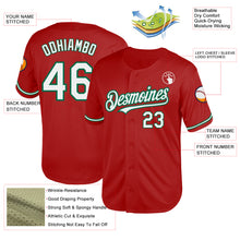 Laden Sie das Bild in den Galerie-Viewer, Custom Red White-Kelly Green Mesh Authentic Throwback Baseball Jersey
