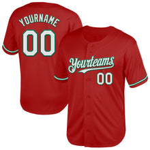 Load image into Gallery viewer, Custom Red White-Kelly Green Mesh Authentic Throwback Baseball Jersey
