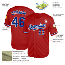 Load image into Gallery viewer, Custom Red Royal-White Mesh Authentic Throwback Baseball Jersey

