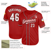 Load image into Gallery viewer, Custom Red White-Black Mesh Authentic Throwback Baseball Jersey
