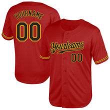 Laden Sie das Bild in den Galerie-Viewer, Custom Red Black-Gold Mesh Authentic Throwback Baseball Jersey
