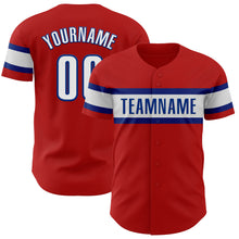 Load image into Gallery viewer, Custom Red Black-Royal Authentic Baseball Jersey
