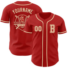 Laden Sie das Bild in den Galerie-Viewer, Custom Red Cream Authentic Baseball Jersey
