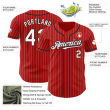 Laden Sie das Bild in den Galerie-Viewer, Custom Red White Pinstripe Black Authentic Baseball Jersey
