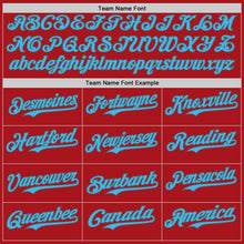 Charger l&#39;image dans la galerie, Custom Red Steel Gray Pinstripe Sky Blue Authentic Baseball Jersey
