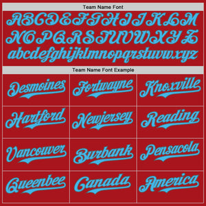 Custom Red Steel Gray Pinstripe Sky Blue Authentic Baseball Jersey