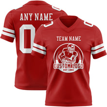 Load image into Gallery viewer, Custom Red White Authentic Football Jersey
