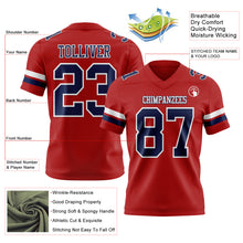 Load image into Gallery viewer, Custom Red Navy-White Authentic Football Jersey
