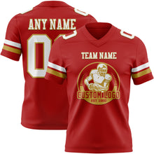 Load image into Gallery viewer, Custom Red White-Old Gold Authentic Football Jersey
