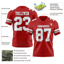 Load image into Gallery viewer, Custom Red White-Gray Authentic Football Jersey

