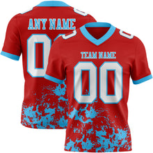 Load image into Gallery viewer, Custom Red White-Sky Blue 3D Pattern Splash Authentic Football Jersey
