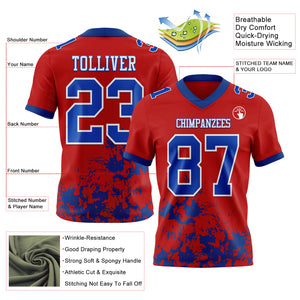 Custom Red Royal-White Splash Mesh Authentic Football Jersey