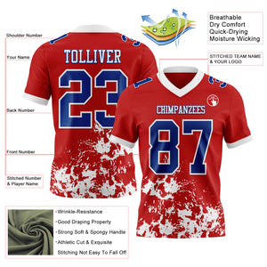 Custom Red Royal-White Splash Mesh Authentic Football Jersey