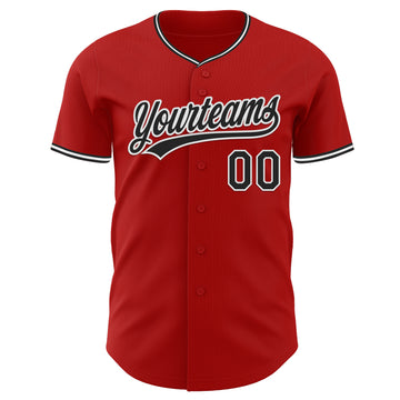Custom Red Black-White Authentic Baseball Jersey