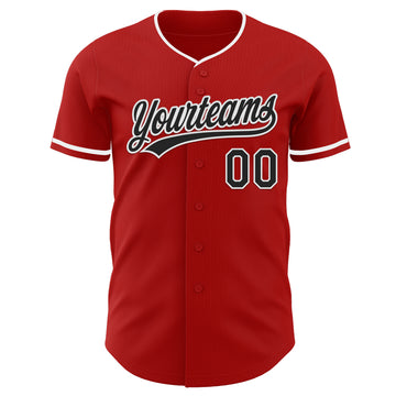 Custom Red Black-White Authentic Baseball Jersey