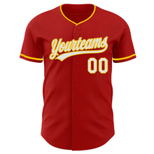 Загрузить изображение в средство просмотра галереи, Custom Red White-Yellow Authentic Baseball Jersey
