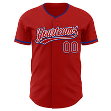Load image into Gallery viewer, Custom Red White-Royal Authentic Baseball Jersey
