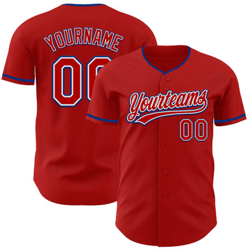 Custom Red White-Royal Authentic Baseball Jersey