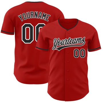 Custom Red Black-White Authentic Baseball Jersey