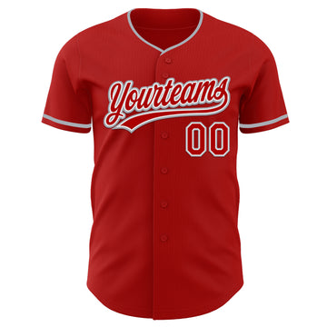 Custom Red White-Gray Authentic Baseball Jersey