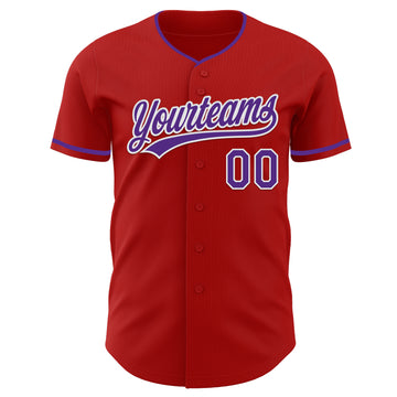 Custom Red Purple-White Authentic Baseball Jersey