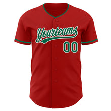 Load image into Gallery viewer, Custom Red Kelly Green-White Authentic Baseball Jersey
