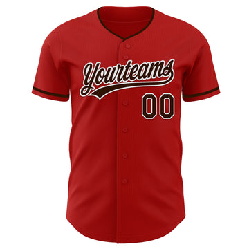 Custom Red Brown-White Authentic Baseball Jersey