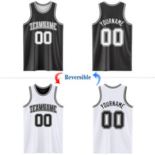 Charger l&#39;image dans la galerie, Custom Reversible Black White Double Side Basketball Jersey
