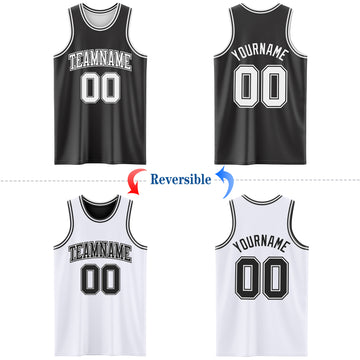 Custom Reversible Black White Double Side Basketball Jersey
