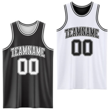 Custom Reversible Black White Double Side Basketball Jersey