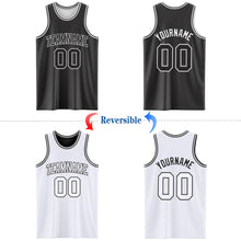 Charger l&#39;image dans la galerie, Custom Reversible Black White Double Side Basketball Jersey
