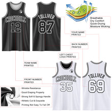 Charger l&#39;image dans la galerie, Custom Reversible Black White Double Side Basketball Jersey
