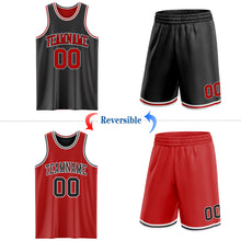 Charger l&#39;image dans la galerie, Custom Reversible Black Red-White Double Side Sublimation Basketball Suit Jersey
