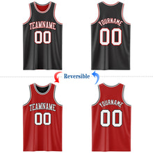 Charger l&#39;image dans la galerie, Custom Reversible Black White-Red Double Side Basketball Jersey
