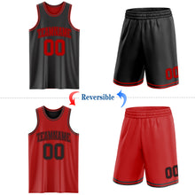 Charger l&#39;image dans la galerie, Custom Reversible Black Red Double Side Sublimation Basketball Suit Jersey

